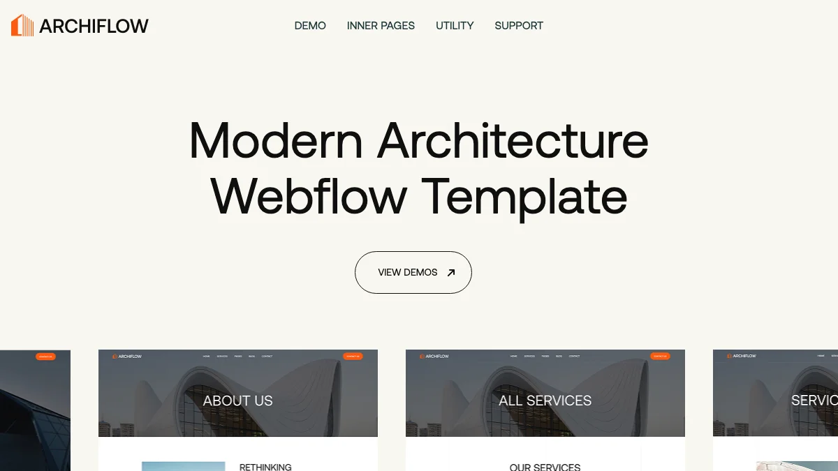 Screenshot of the ArchiFlow theme homepage