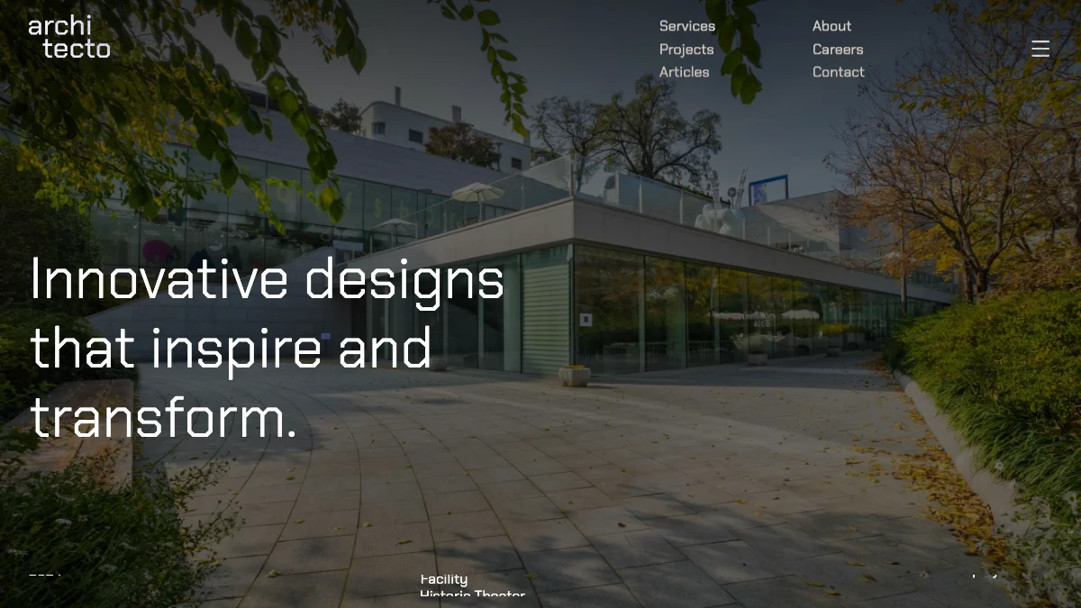 Screenshot of the Architecto theme homepage