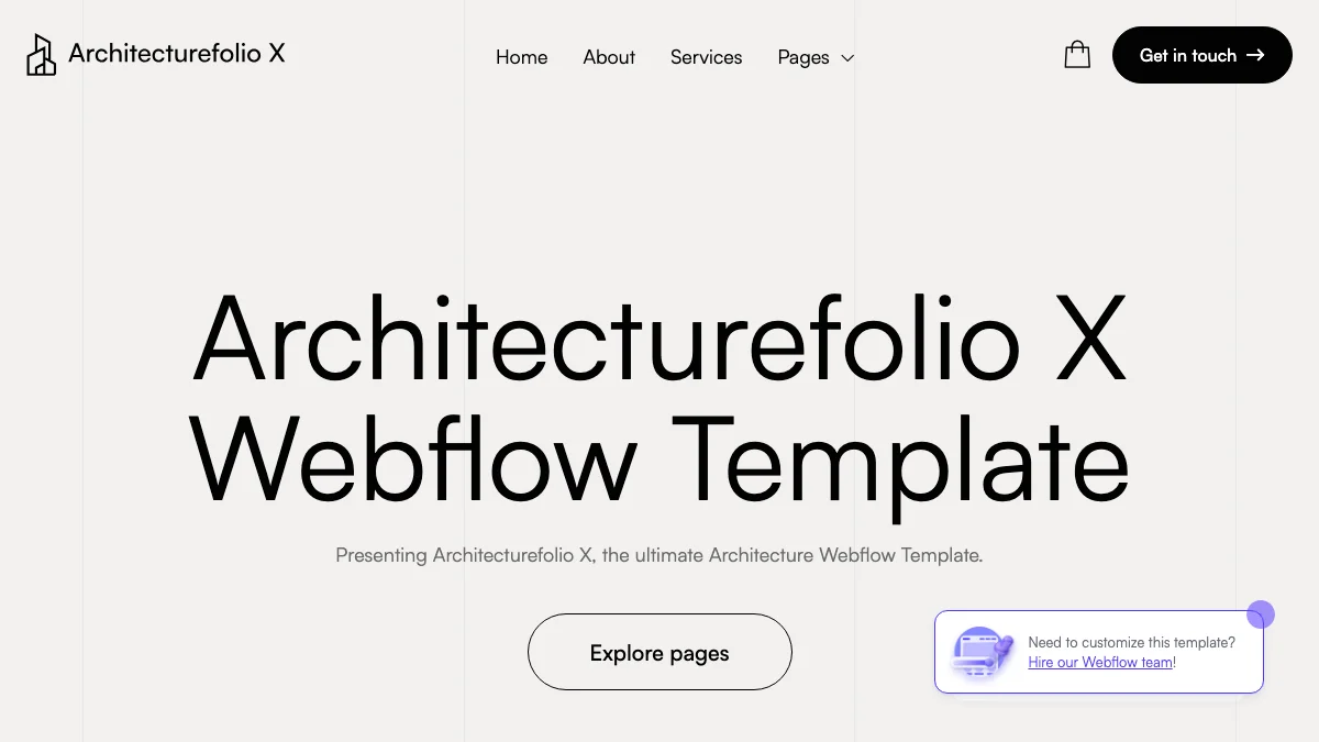 Screenshot of the Architecture X theme homepage