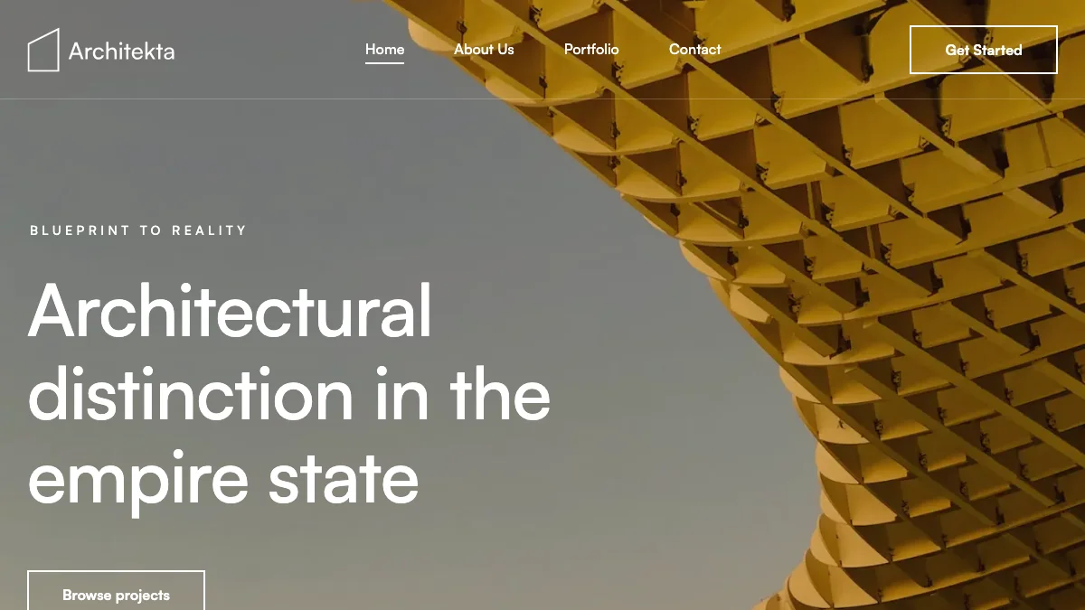 Screenshot of the Architekta theme homepage