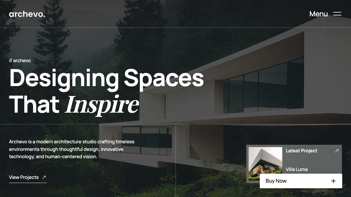Screenshot of the Archivo theme homepage