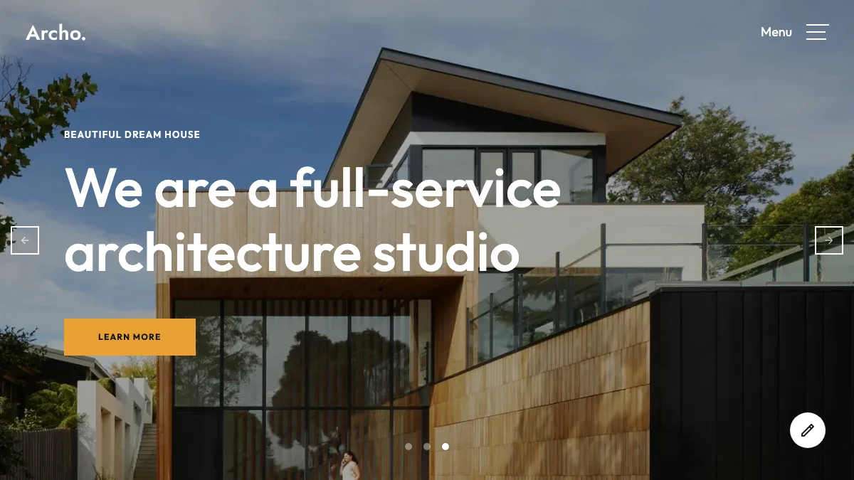 Screenshot of the Archo theme homepage