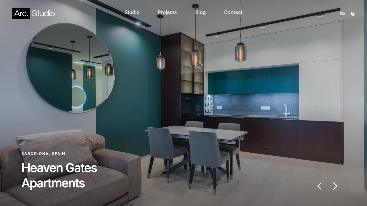 Screenshot of the Arcstudio theme homepage