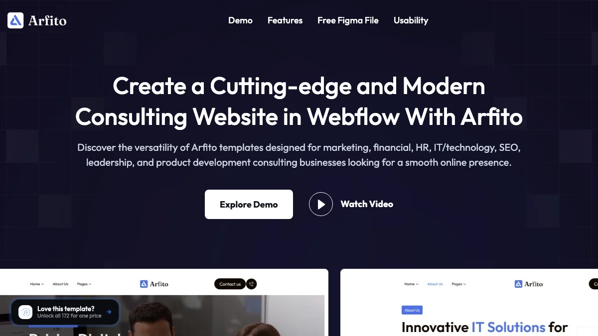 Screenshot of the Arfito theme homepage