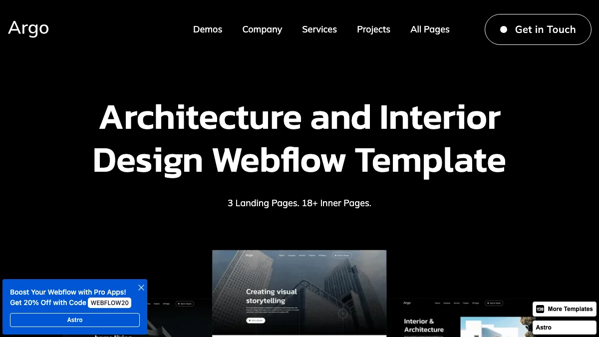 Screenshot of the Argo 128 theme homepage