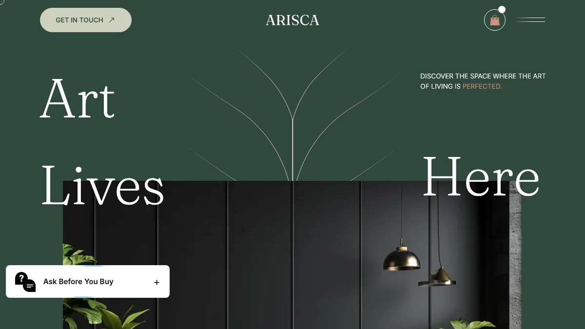 Screenshot of the Arisca theme homepage