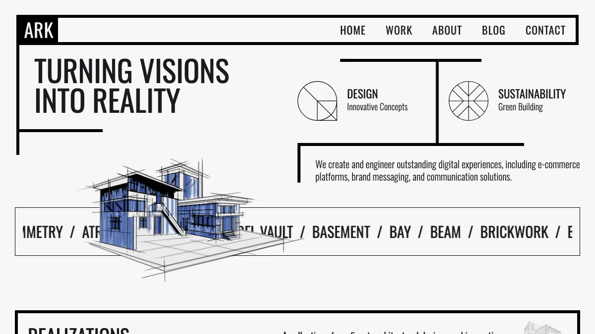 Screenshot of the Ark theme homepage
