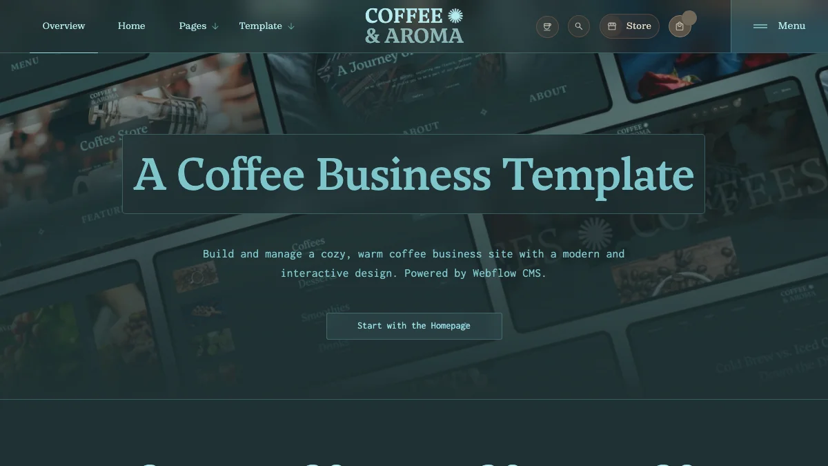 Screenshot of the Aroma theme homepage