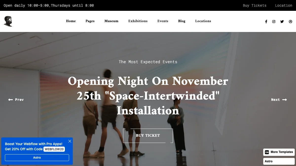Screenshot of the Art Gallery 128 theme homepage