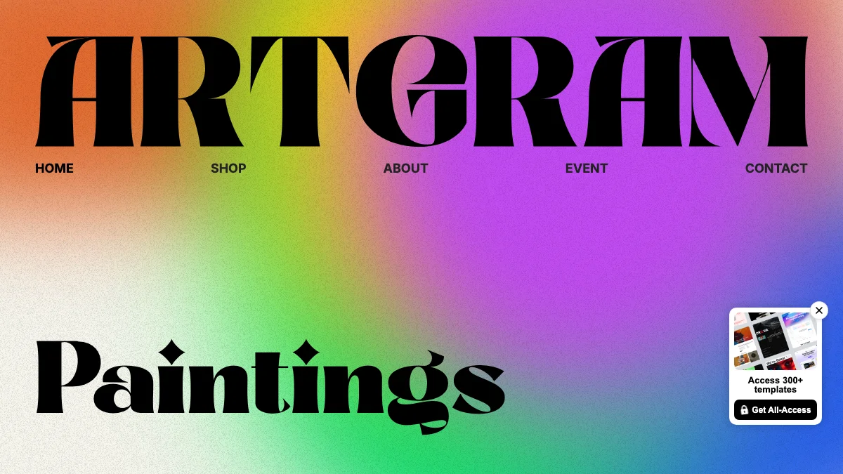 Screenshot of the Artgram theme homepage