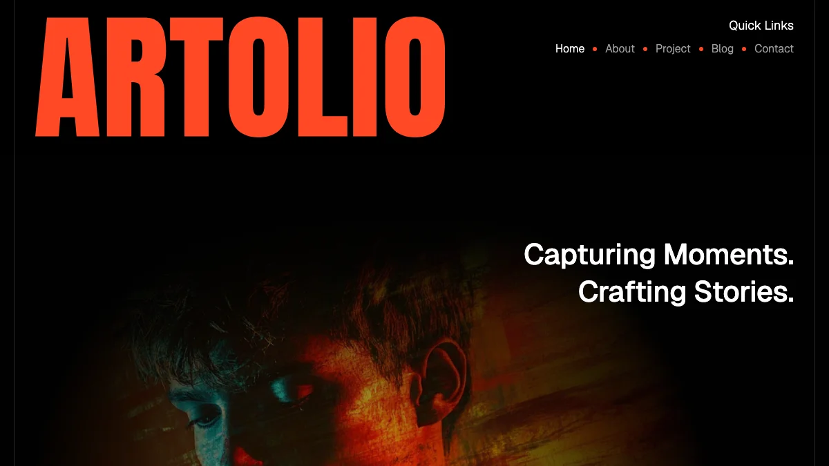 Screenshot of the Artolio theme homepage