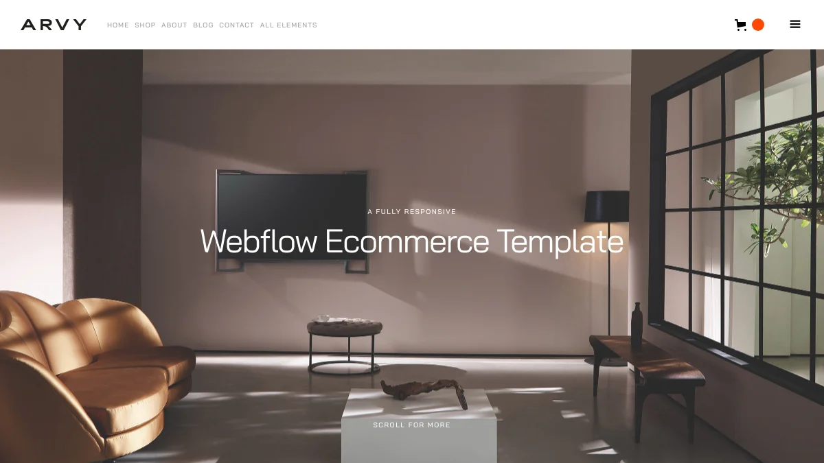 Screenshot of the Arvy theme homepage