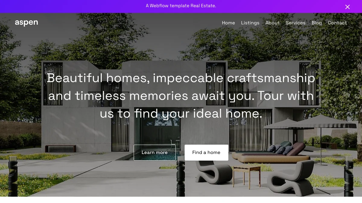 Screenshot of the Aspen theme homepage