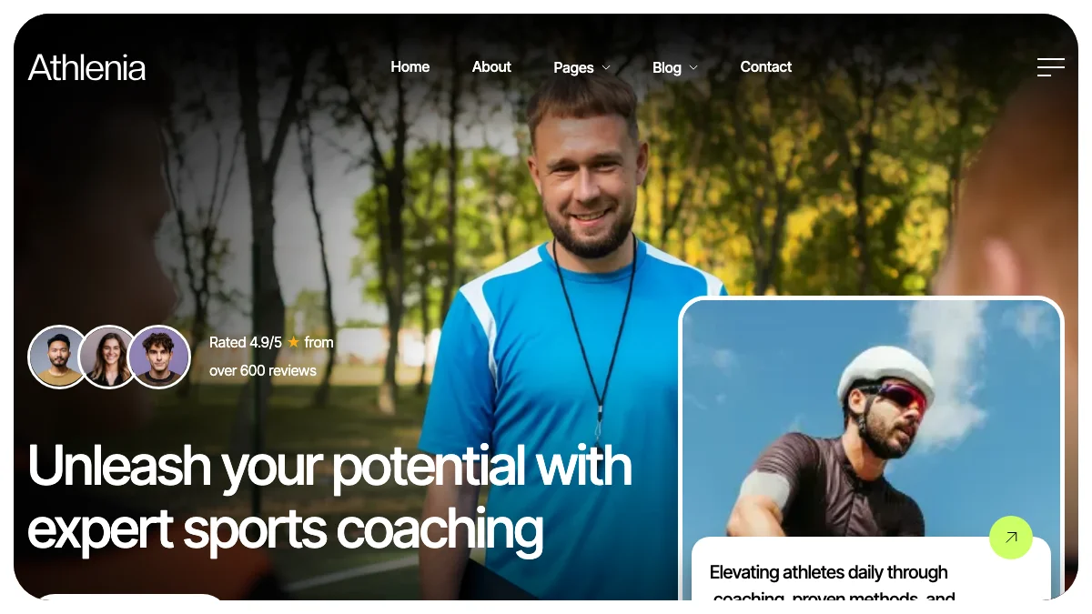 Screenshot of the Athlenia theme homepage