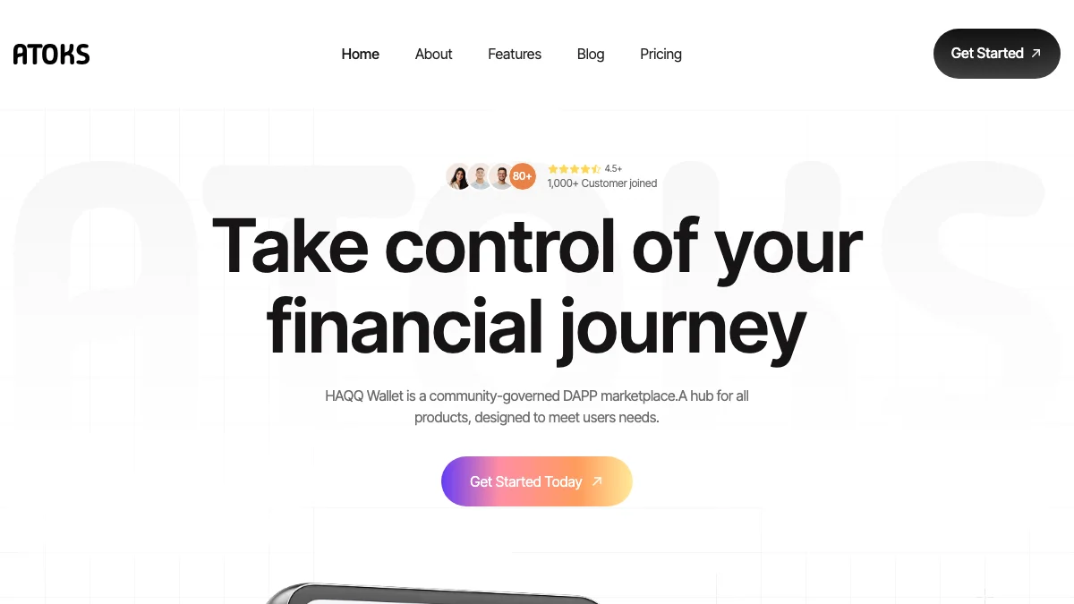 Screenshot of the Atoks theme homepage