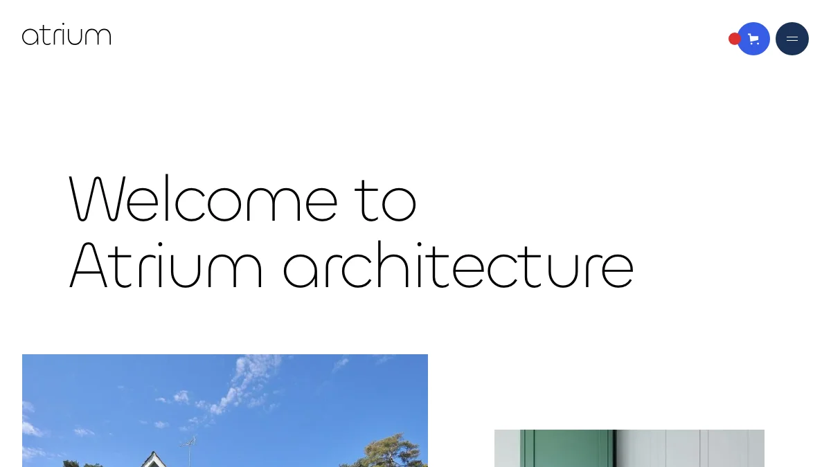Screenshot of the Atrium theme homepage