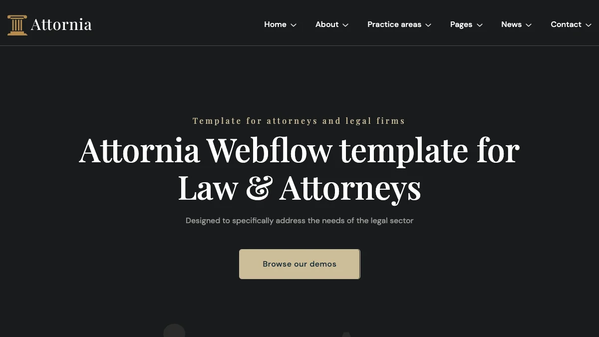 Screenshot of the Attornia theme homepage