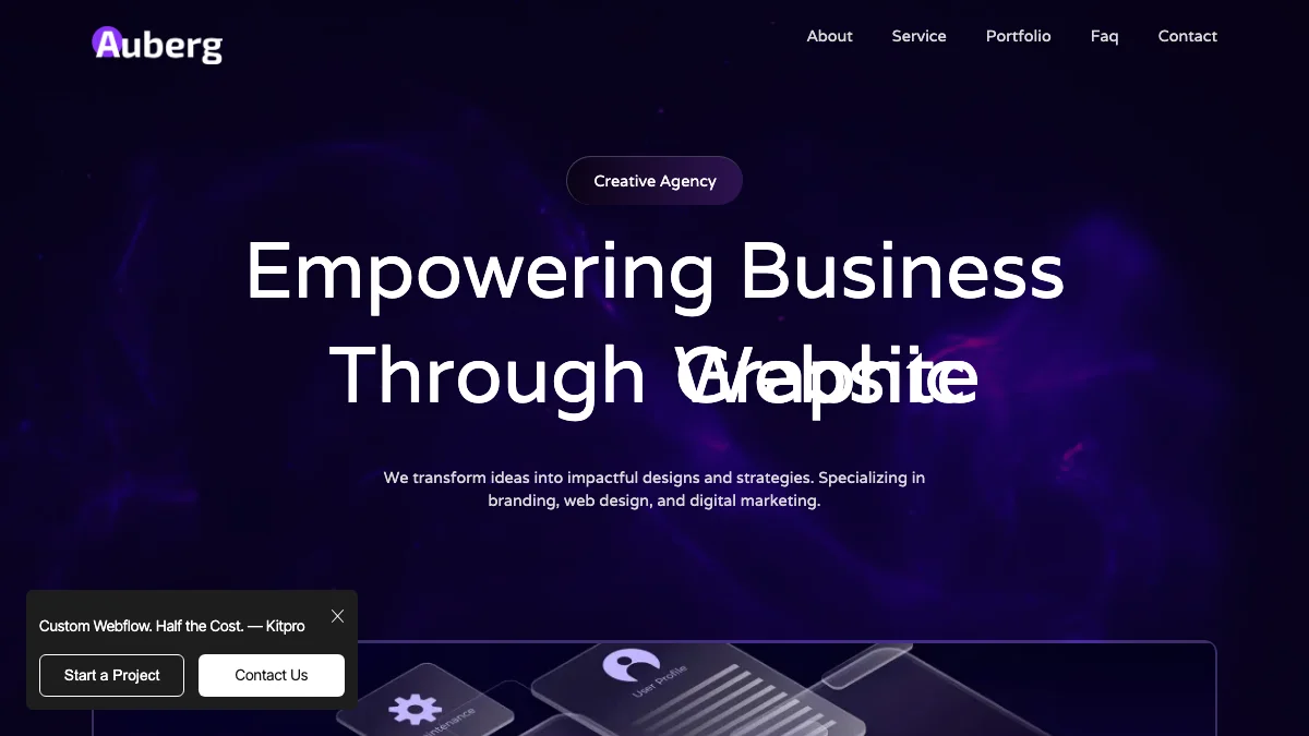 Screenshot of the Auberg theme homepage