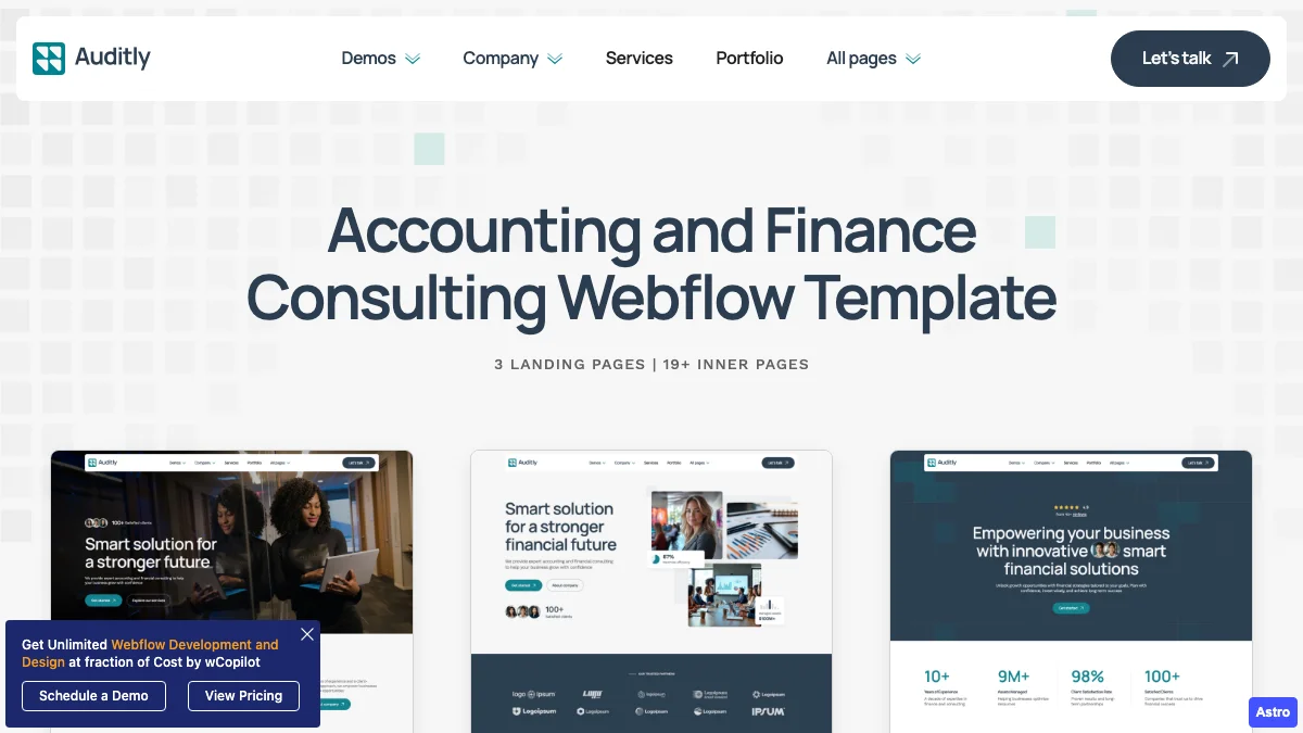 Screenshot of the Auditly theme homepage