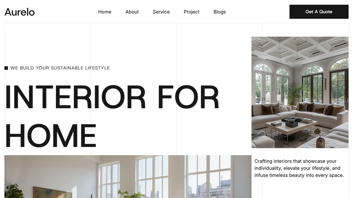 Screenshot of the Aurelo theme homepage