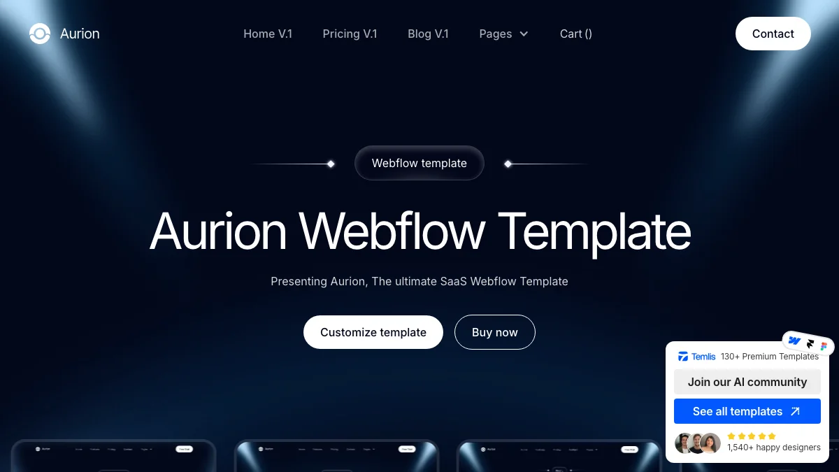 Screenshot of the Aurion theme homepage