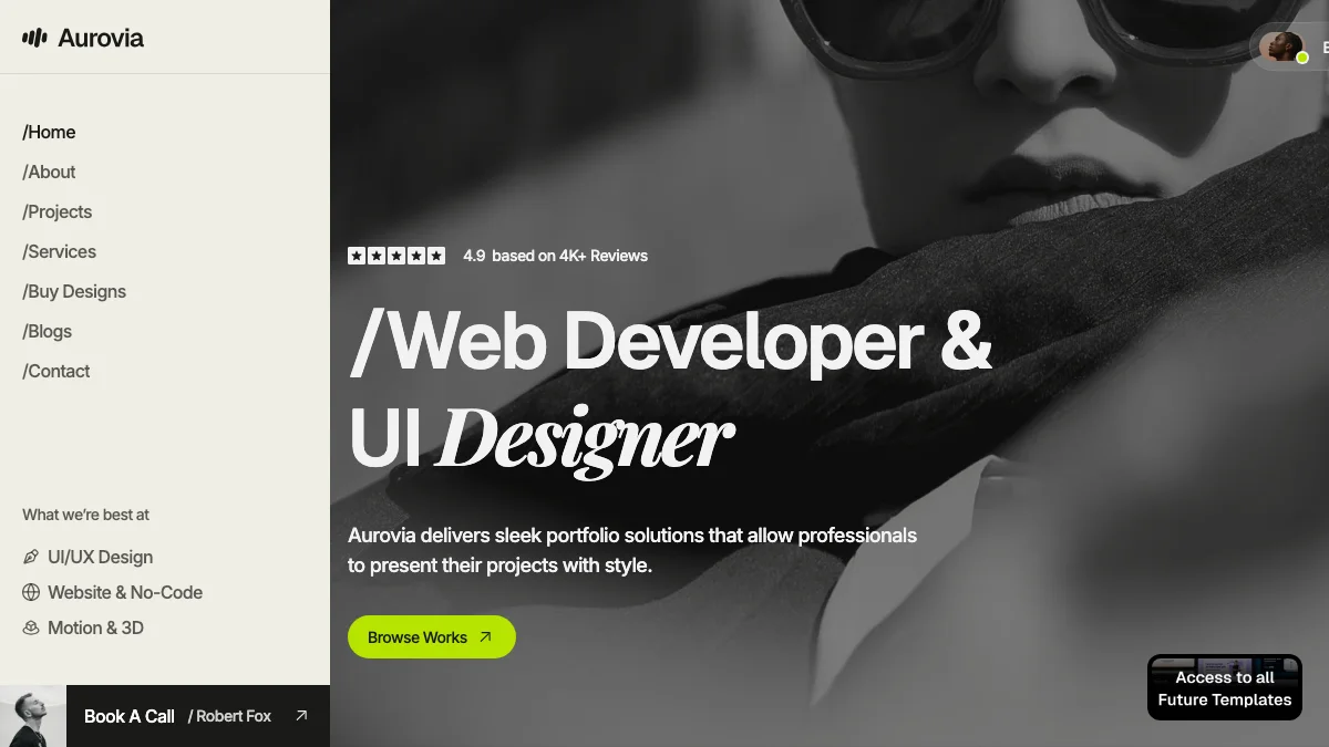 Screenshot of the Aurovia theme homepage