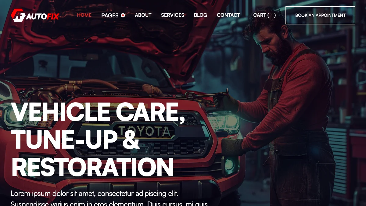 Screenshot of the AutoFix theme homepage