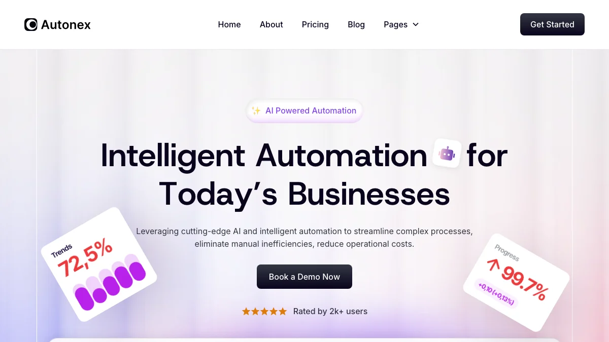 Screenshot of the Autonex theme homepage