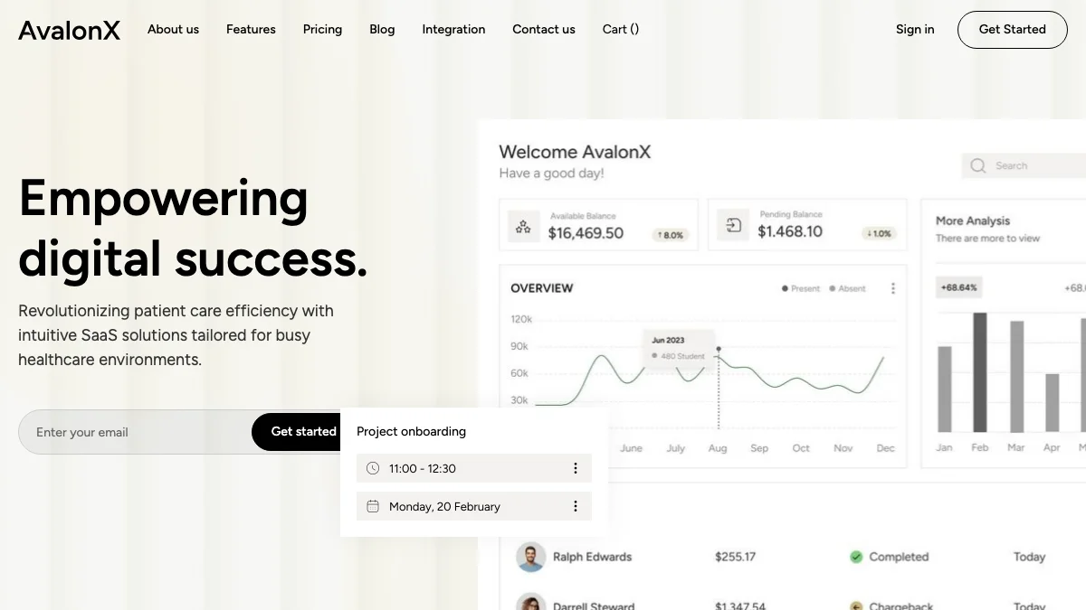 Screenshot of the AvalonX theme homepage