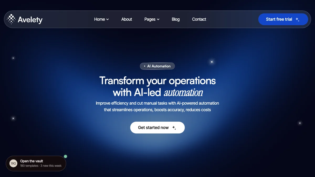 Screenshot of the Avelety theme homepage