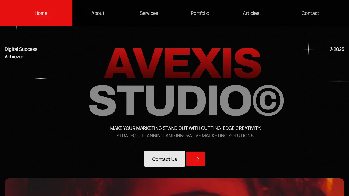 Screenshot of the Avexis theme homepage
