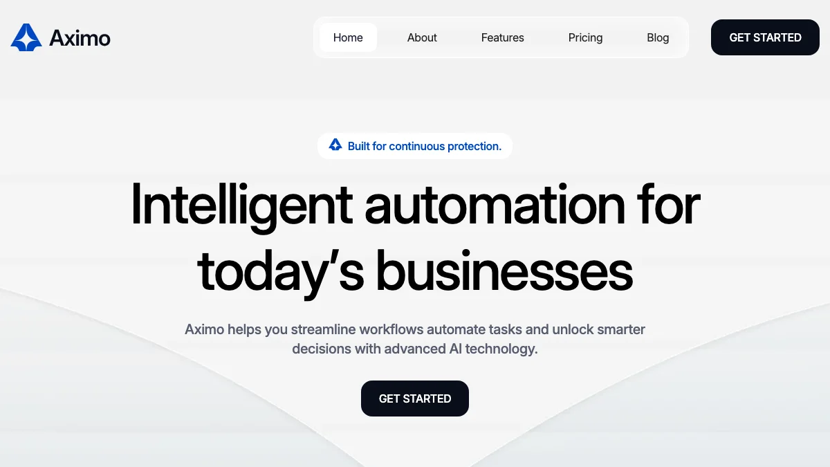 Screenshot of the Aximo theme homepage