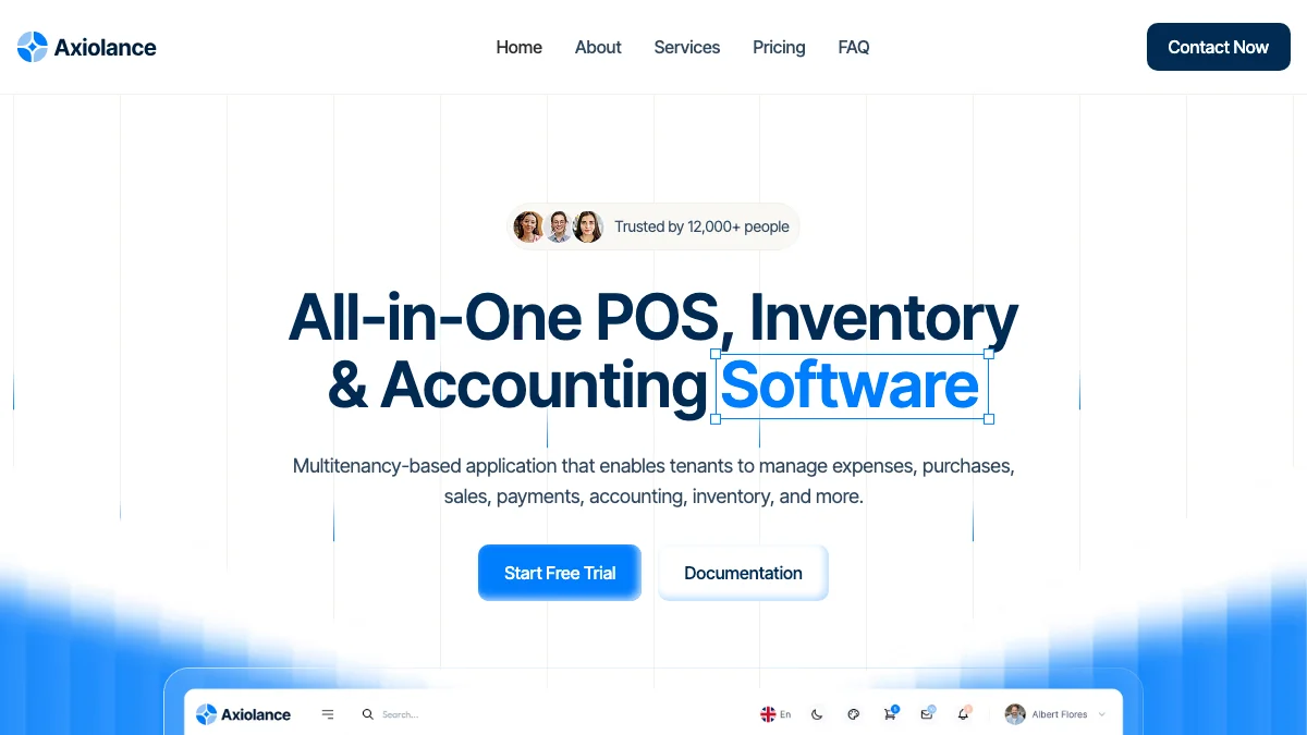 Screenshot of the Axiolance theme homepage