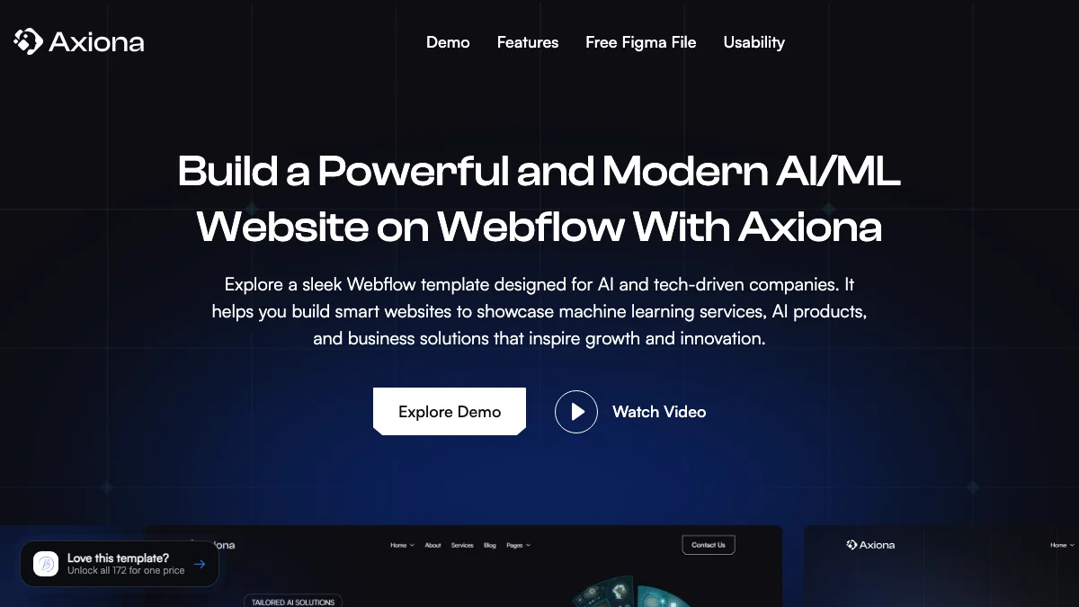 Screenshot of the Axiona theme homepage
