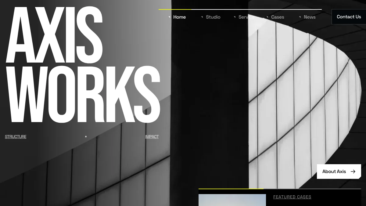 Screenshot of the Axis Works theme homepage