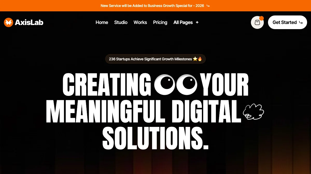 Screenshot of the Axislab theme homepage