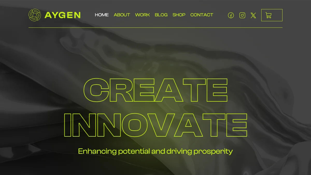 Screenshot of the Aygen theme homepage