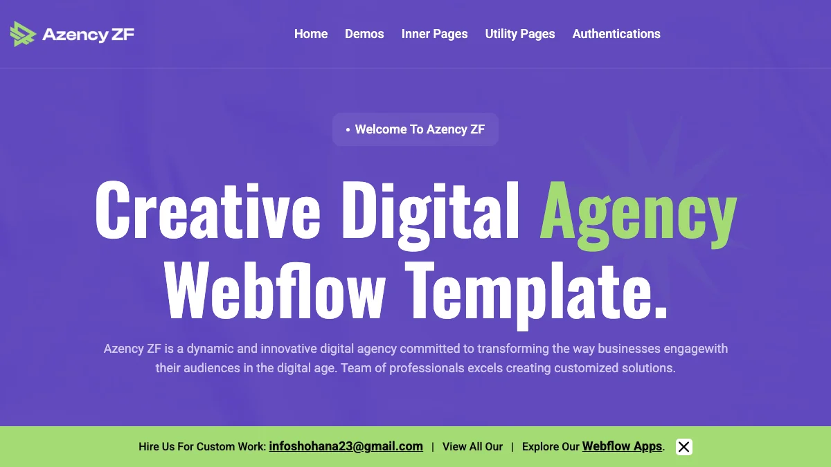 Screenshot of the Azency ZF theme homepage