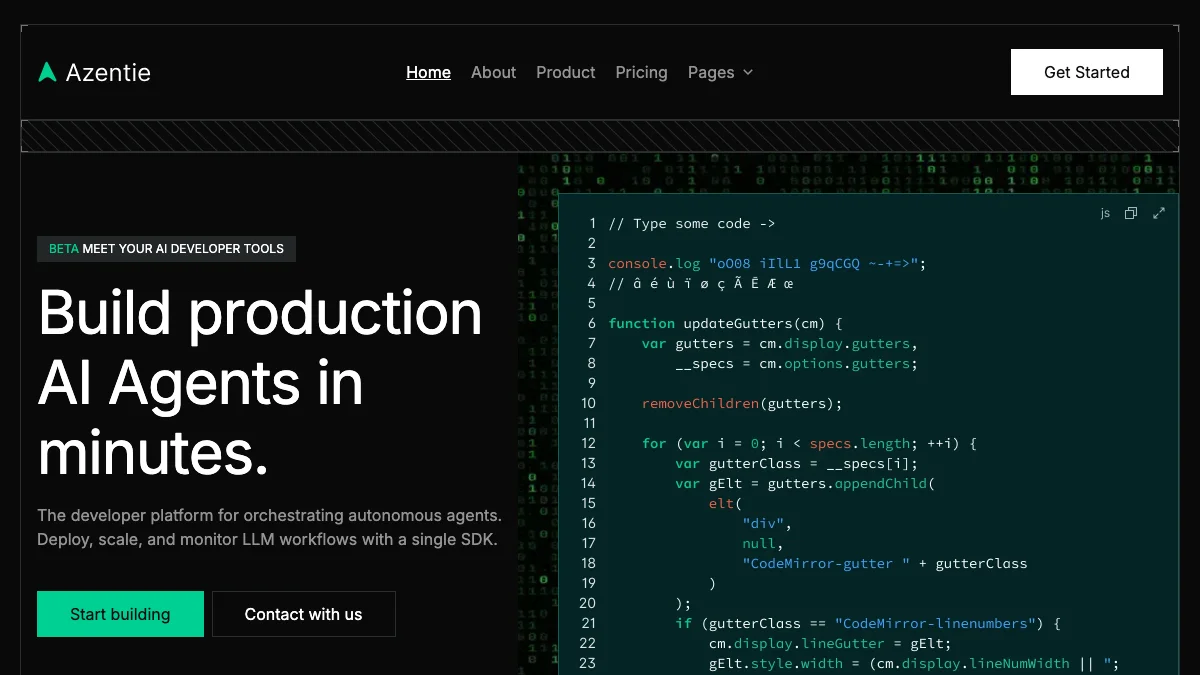 Screenshot of the Azentie theme homepage