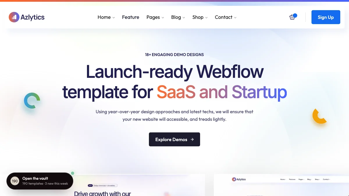 Screenshot of the Azlytics theme homepage