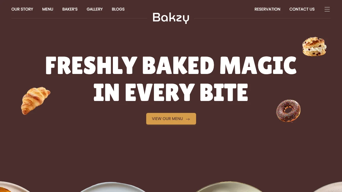 Screenshot of the Bakzy theme homepage