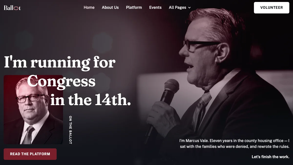 Screenshot of the Ballot theme homepage