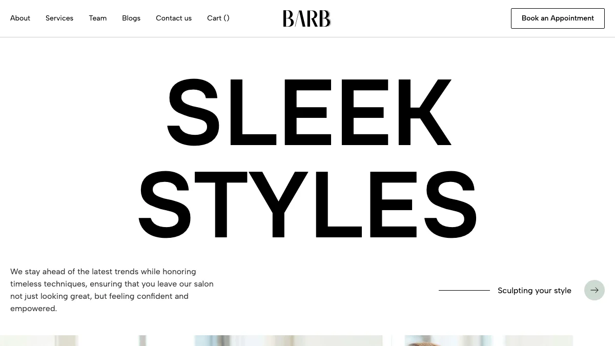 Screenshot of the Barb Styling theme homepage