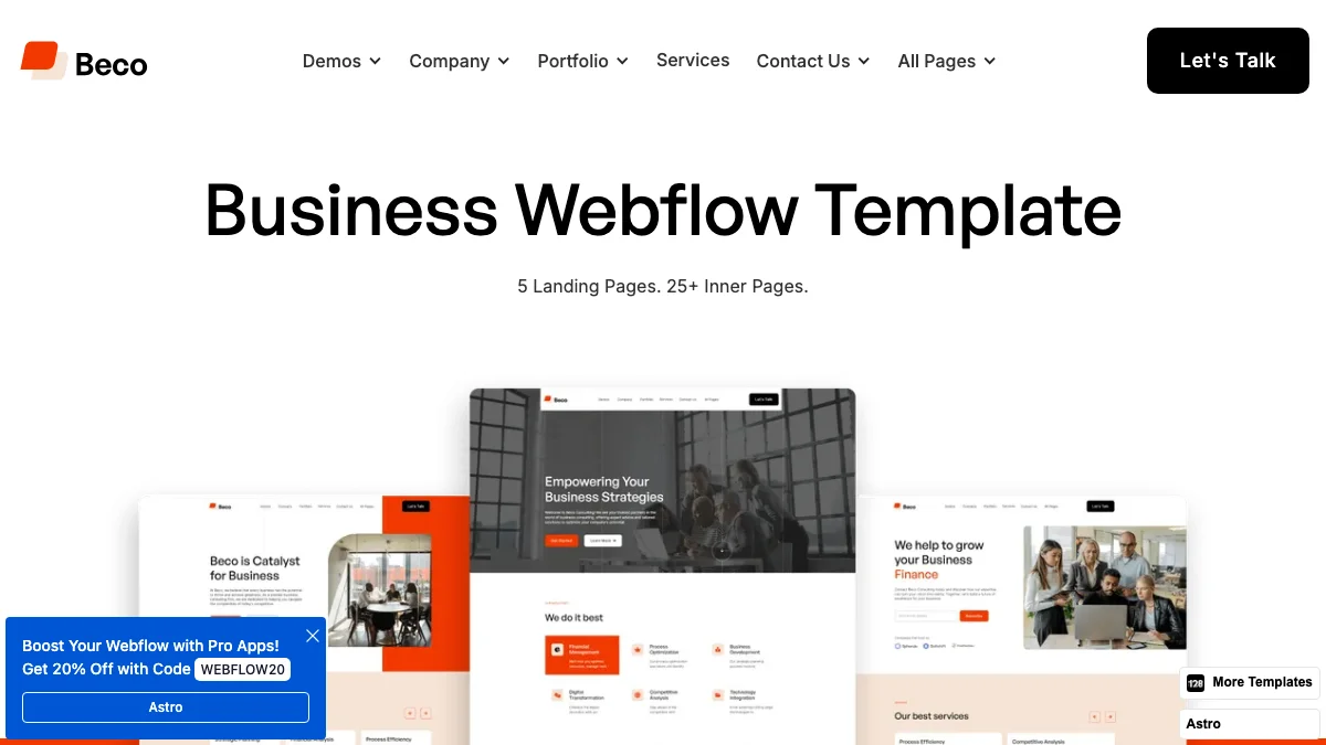 Screenshot of the Beco 128 CMS theme homepage