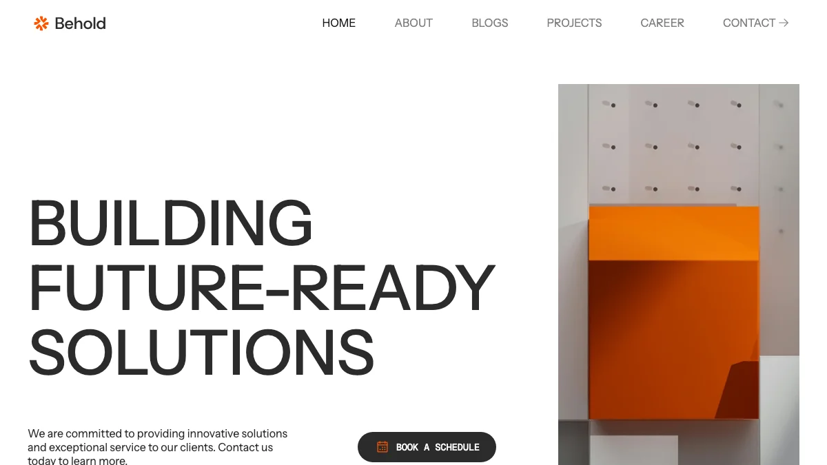 Screenshot of the Behold theme homepage