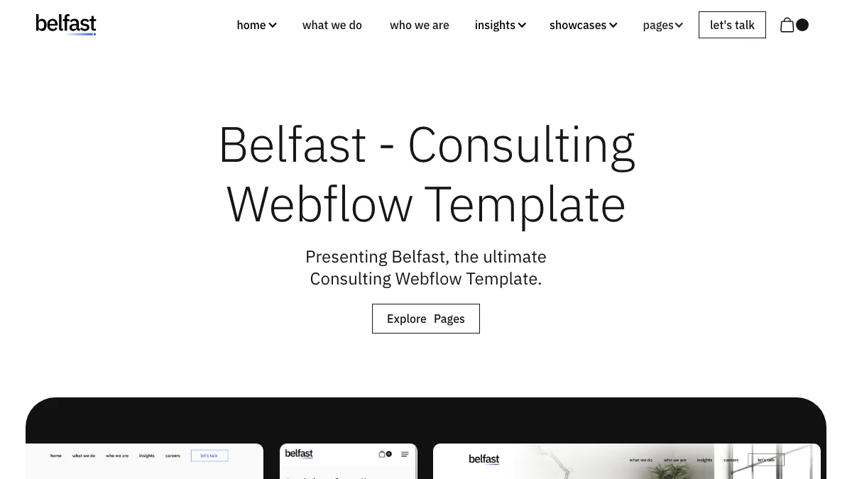 Screenshot of the Belfast theme homepage