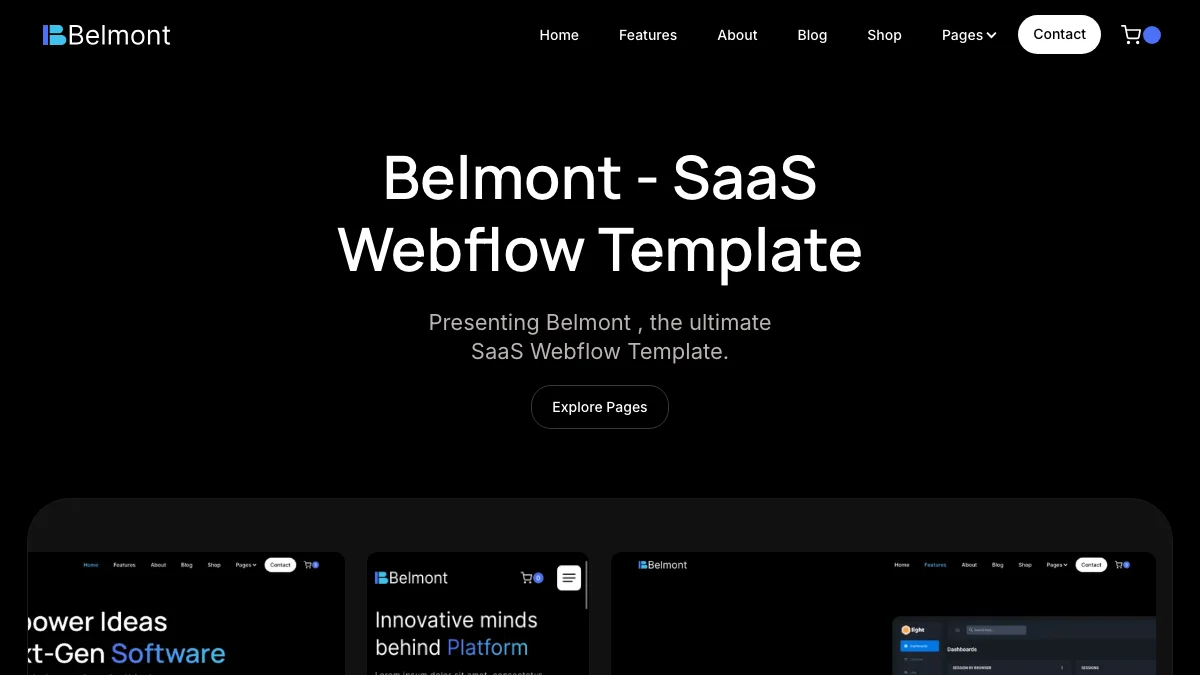 Screenshot of the Belmont theme homepage
