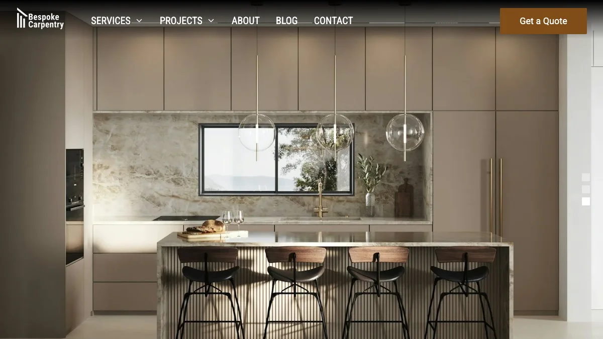 Screenshot of the Bespoke Carpentry theme homepage