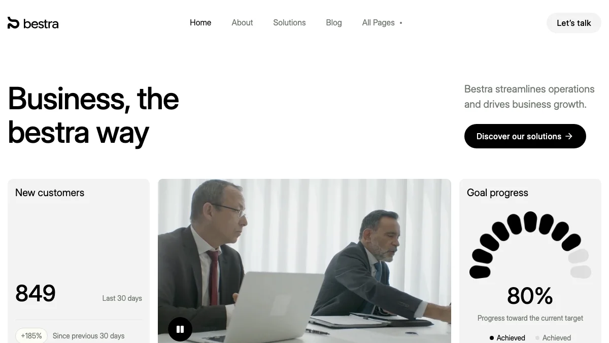 Screenshot of the Bestra theme homepage
