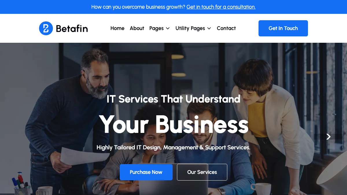 Screenshot of the Betafin theme homepage